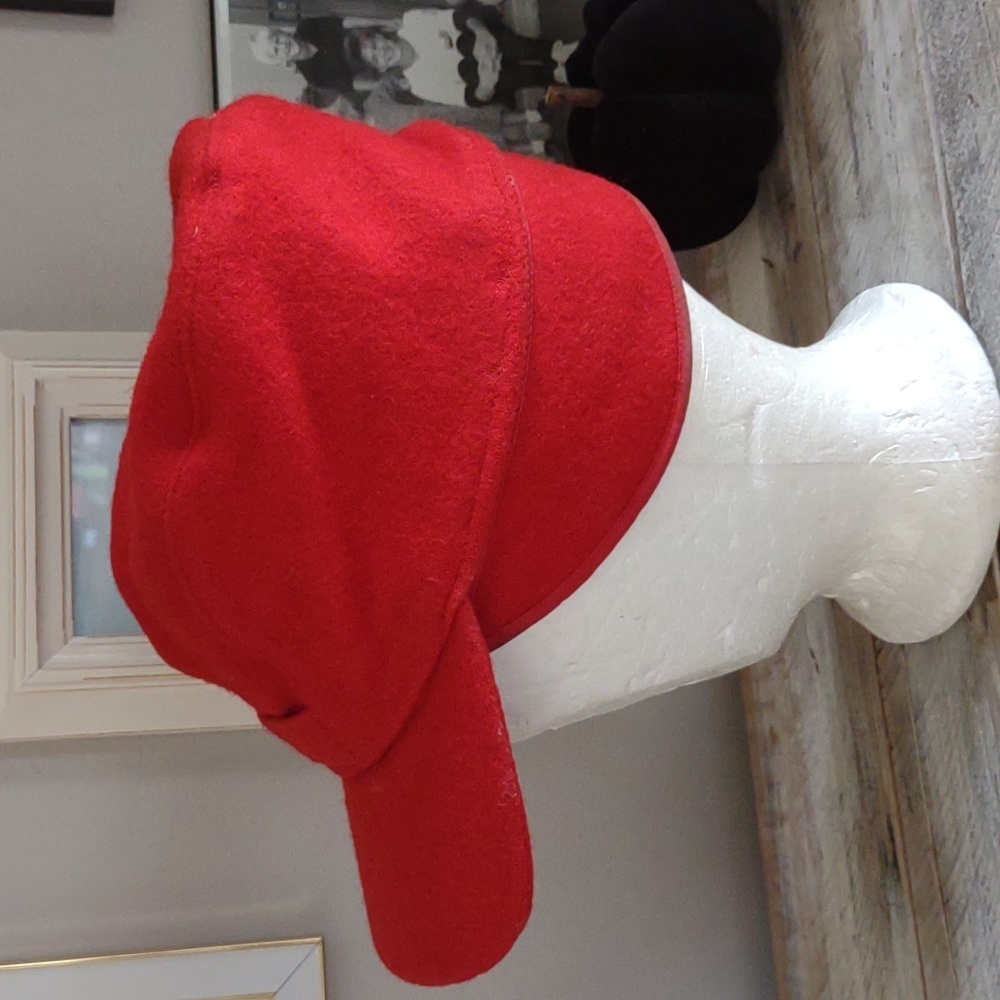 Vintage Woolrich Red Felt 100% Wool Hat Hunter Lumberjack Flaps USA
